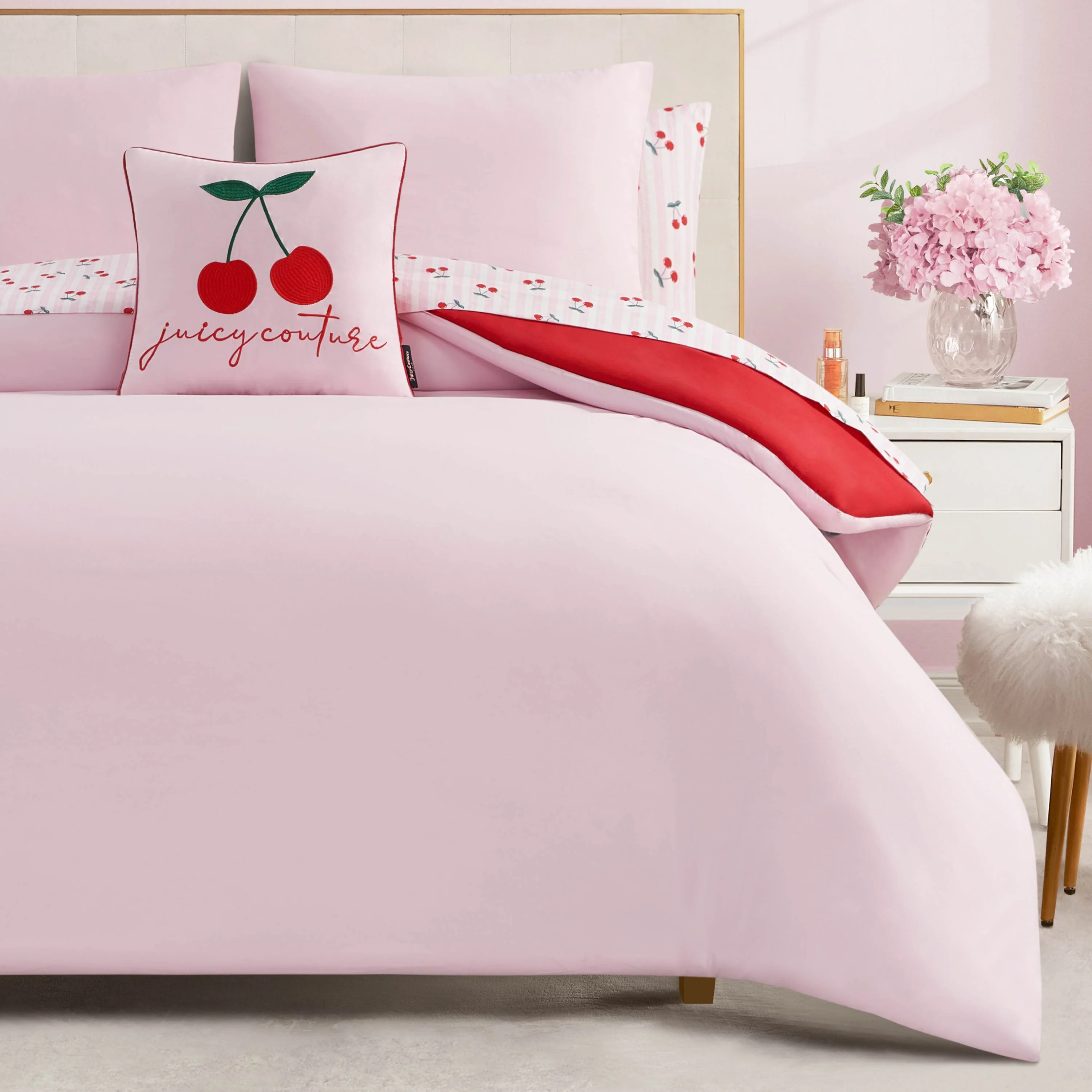 Cherry Script Solid Reversible Bed in a Bag Bedding Set - Image 7