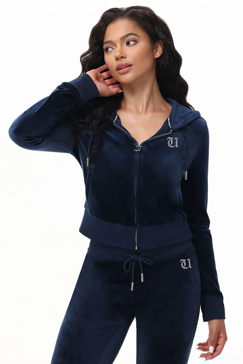 Custom Initial OG Big Bling Velour Hoodie - Image 23