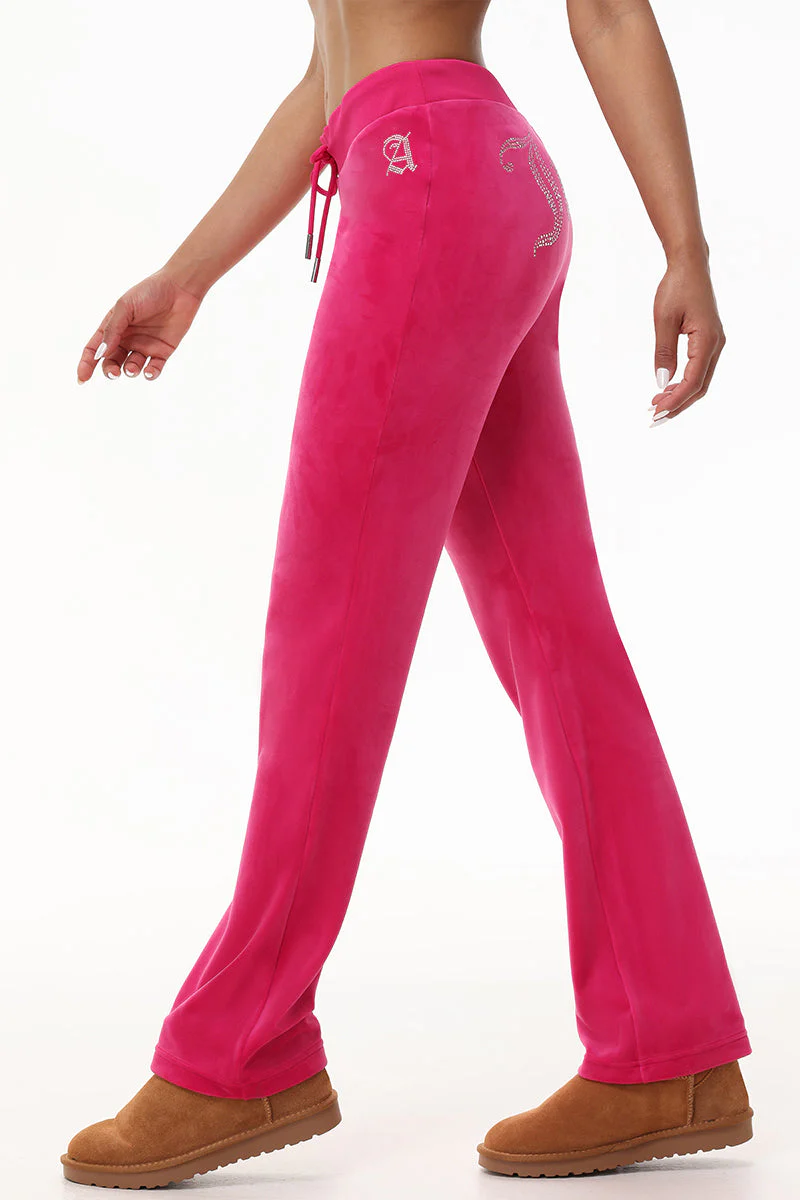 Custom Initial OG Big Bling Velour Track Pants - Image 4
