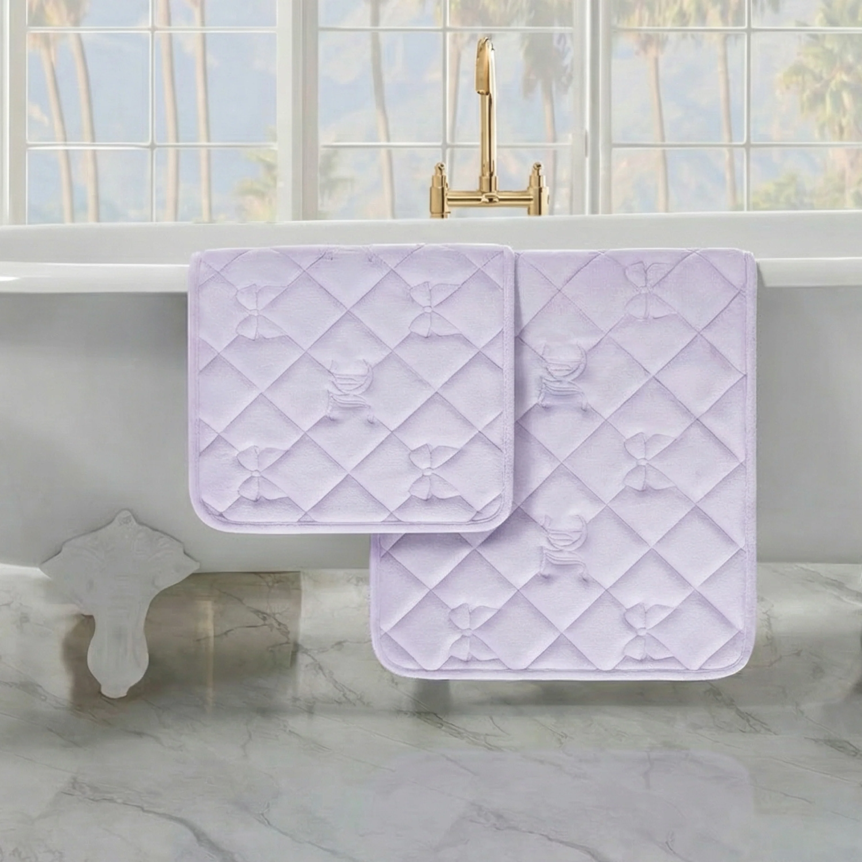 Quilted Memory Foam Bath Mat 2-Piece Set - Image 6