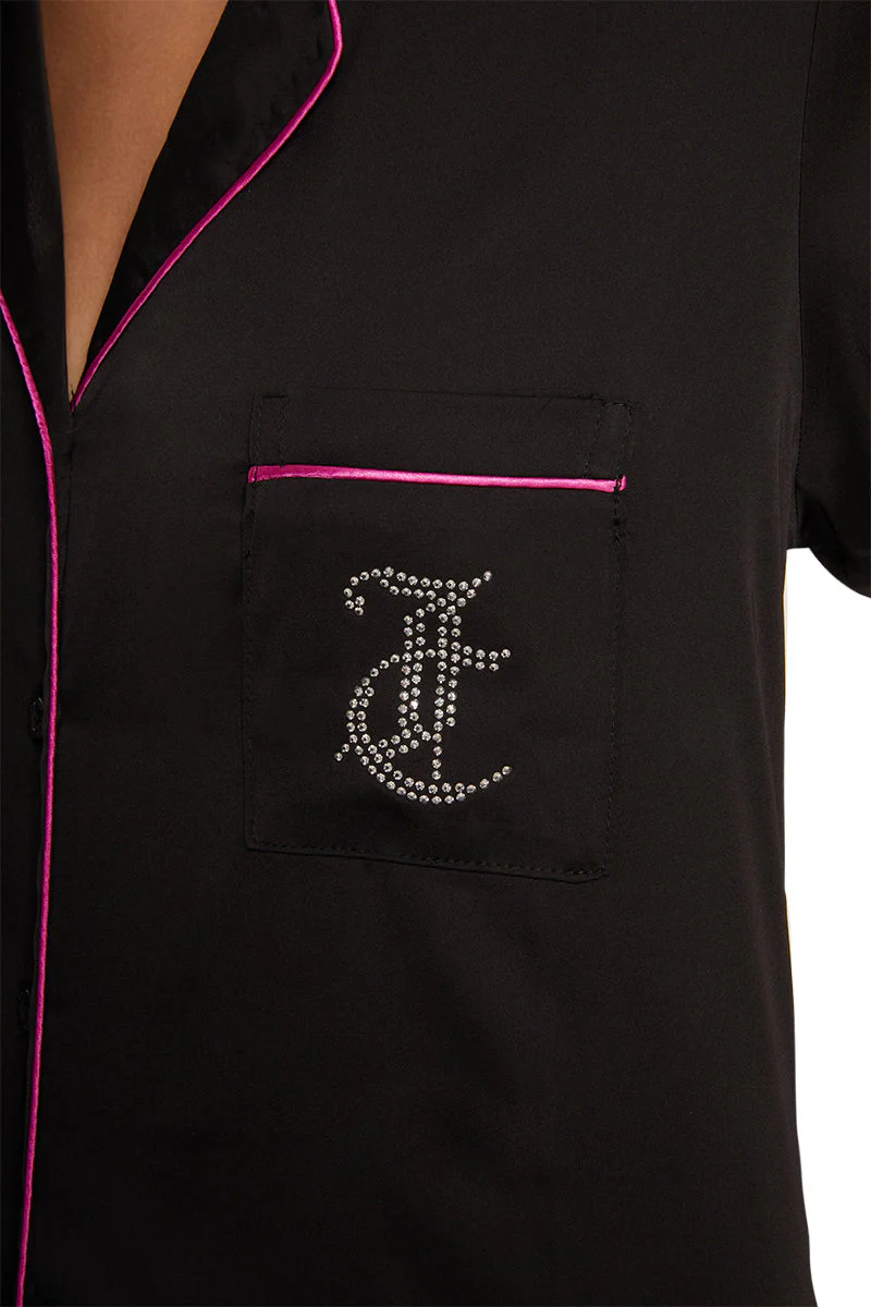 Satin Short Sleeve Notch Collar PJ Set - Image 4